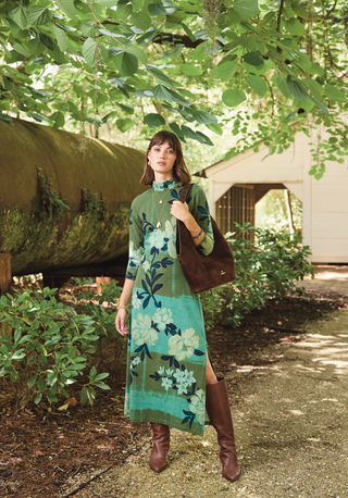 Naomi Midi Dress Serpentine Floral Pane Teal