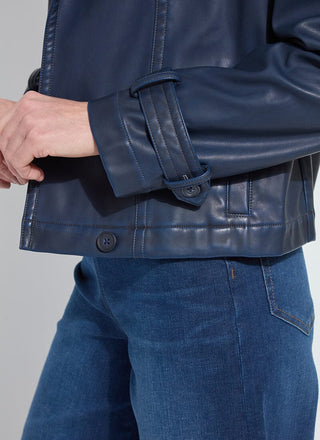 Evonne Oversized Cropped Trench Coat Deep Blue