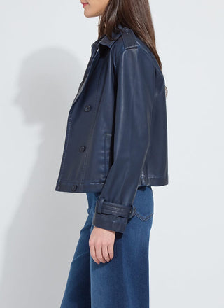Evonne Oversized Cropped Trench Coat Deep Blue