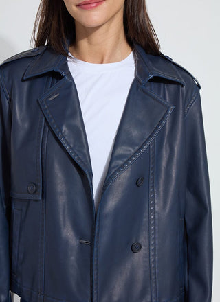 Evonne Oversized Cropped Trench Coat Deep Blue