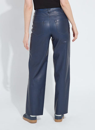 Cortina Hi Waist Wide Leg Vegan Leather Deep Blue