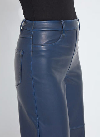 Cortina Hi Waist Wide Leg Vegan Leather Deep Blue