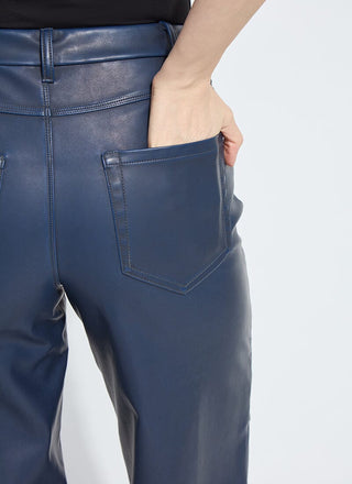 Cortina Hi Waist Wide Leg Vegan Leather Deep Blue