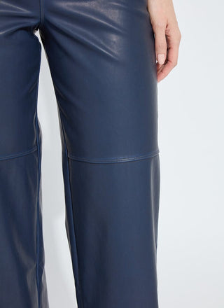 Cortina Hi Waist Wide Leg Vegan Leather Deep Blue