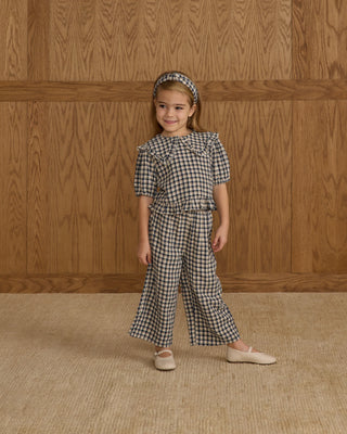 Wide Leg Pant Navy Check