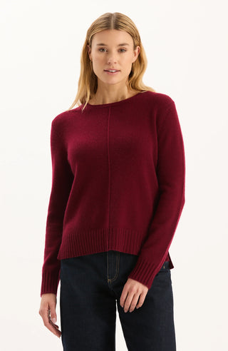 Asha Cashmere Center Stitch Sweater Crimson