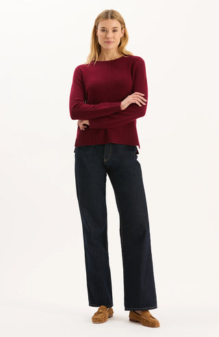 Asha Cashmere Center Stitch Sweater Crimson