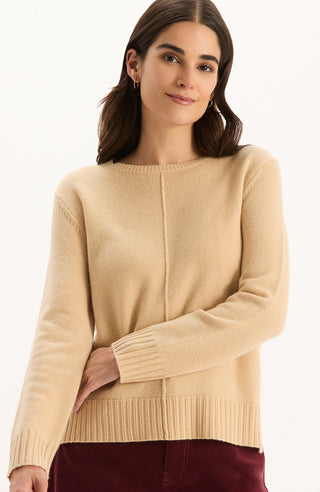 Asha Cashmere Center Stitch Sweater Eggshell