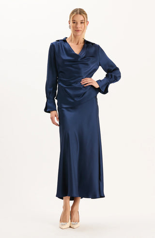 Edie Charmeuse Skirt Navy