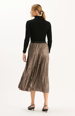 Cara Metallic Bronze Pleated Skirt