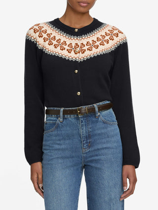 The Cashmere Fairisle Cardi Navy