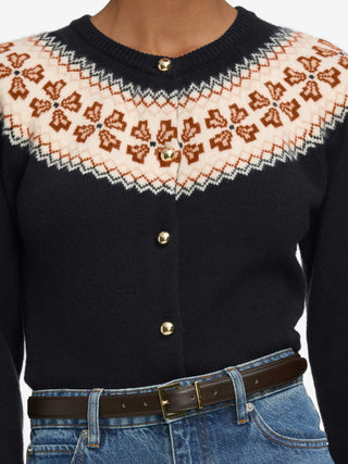 The Cashmere Fairisle Cardi Navy