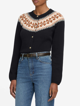 The Cashmere Fairisle Cardi Navy