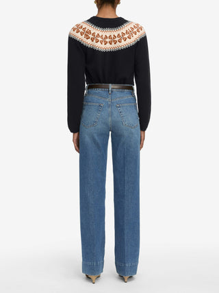 The Cashmere Fairisle Cardi Navy