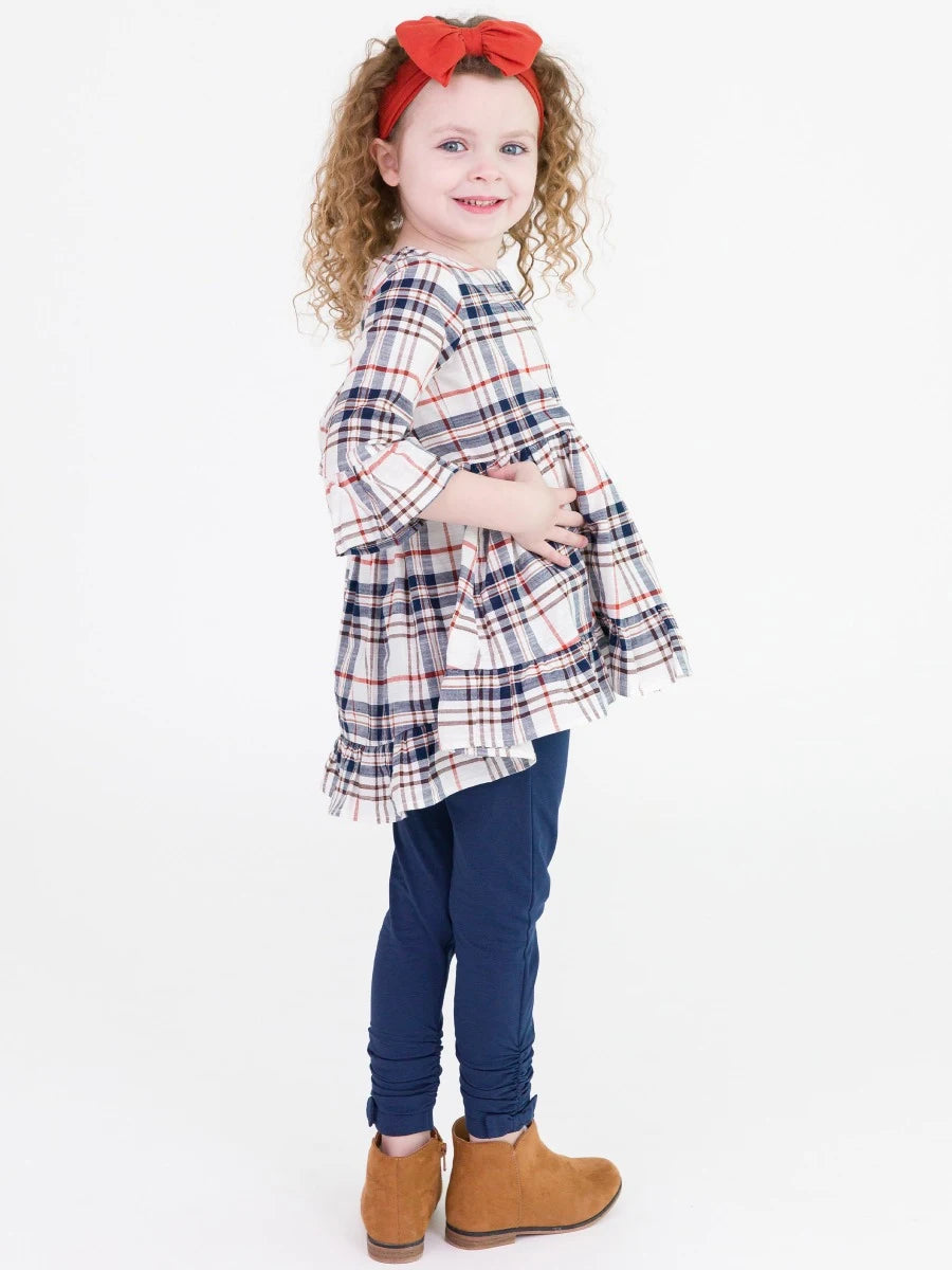 RuffleButts High Low Ruffle Tunic Harvest plaid