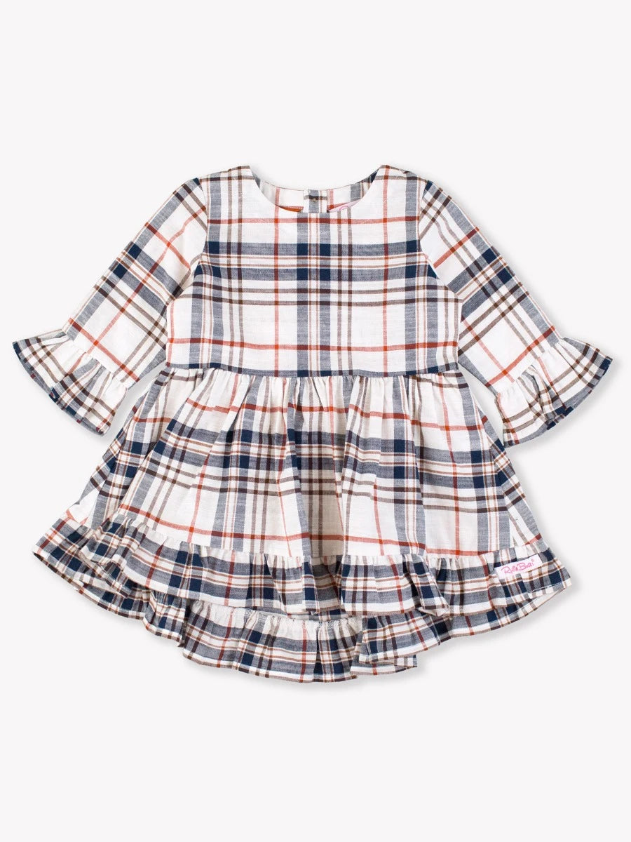 RuffleButts High Low Ruffle Tunic Harvest plaid