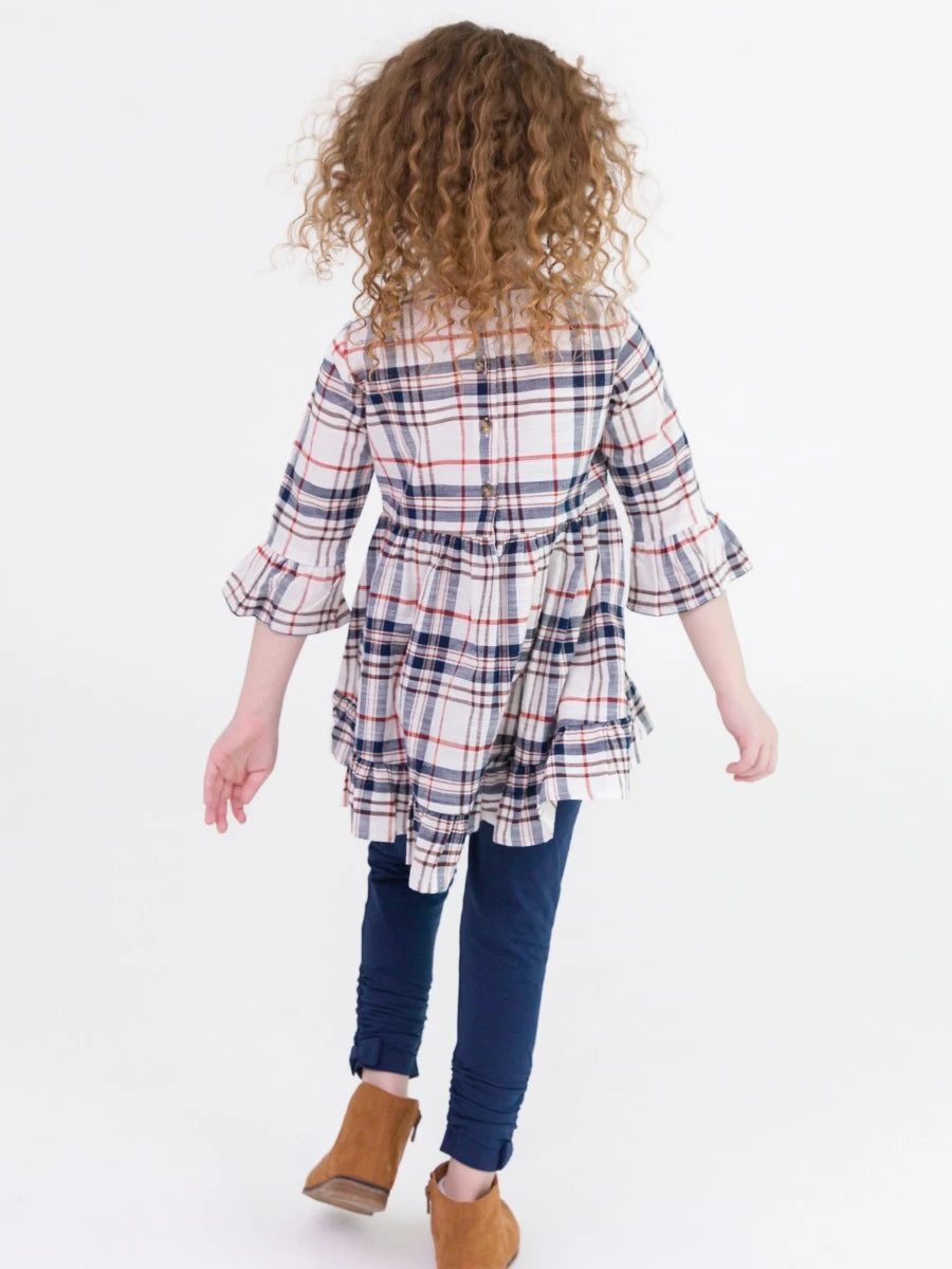 RuffleButts High Low Ruffle Tunic Harvest plaid