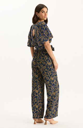 Hannah Print Top Mid Navy
