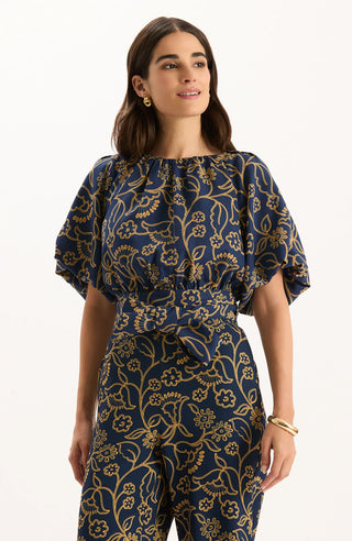 Hannah Print Top Mid Navy