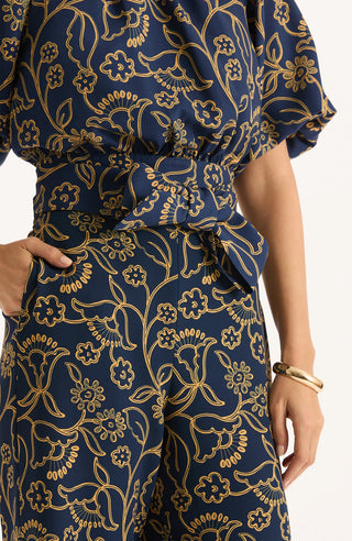 Hannah Print Top Mid Navy