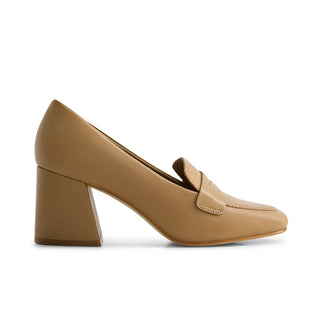 Nessa Block Heel Loafer Sand Antique Calf