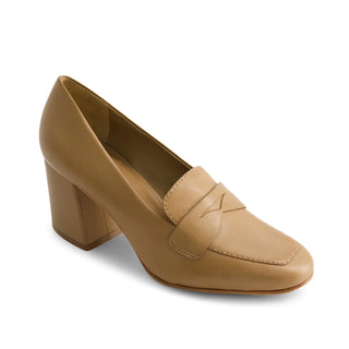 Nessa Block Heel Loafer Sand Antique Calf