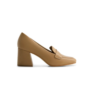 Nessa Block Heel Loafer Sand Antique Calf