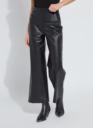 Odalis Hi Waist Vegan Leather Wide Leg Black