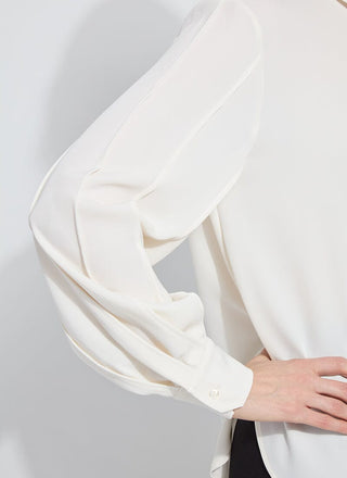 Ivette Pleated Balloon Sleeve Blouse Natural Pearl