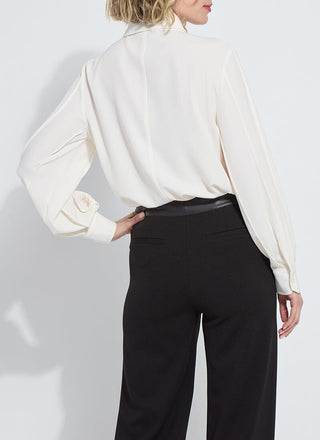 Ivette Pleated Balloon Sleeve Blouse Natural Pearl