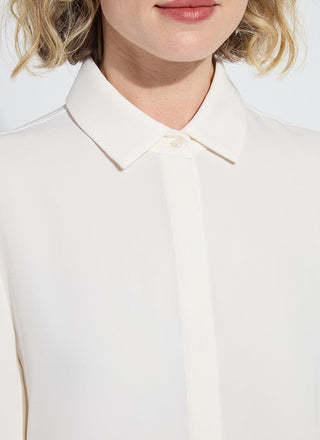 Ivette Pleated Balloon Sleeve Blouse Natural Pearl