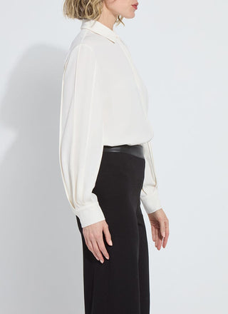 Ivette Pleated Balloon Sleeve Blouse Natural Pearl