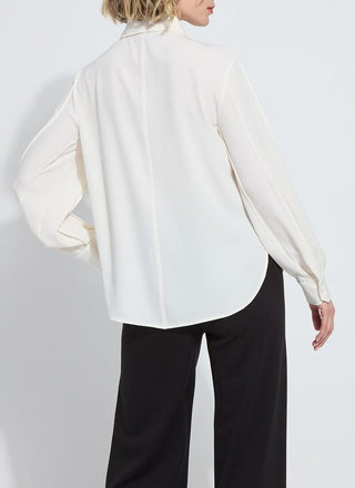 Ivette Pleated Balloon Sleeve Blouse Natural Pearl