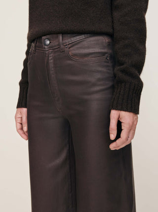 Hepburn Wide Leg High Rise Jeans Walnut Coated