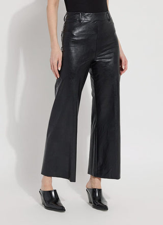 Hi Waist Vegan Leather Wide Leg Kohl Black