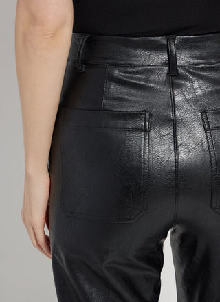 Hi Waist Vegan Leather Wide Leg Kohl Black