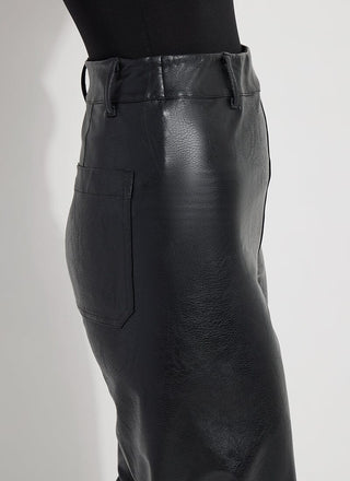 Hi Waist Vegan Leather Wide Leg Kohl Black