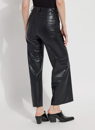 Hi Waist Vegan Leather Wide Leg Kohl Black