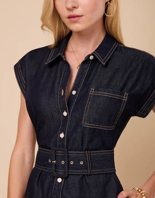 Libbie Denim Midi Dress Dark Bayou Rinse Wash