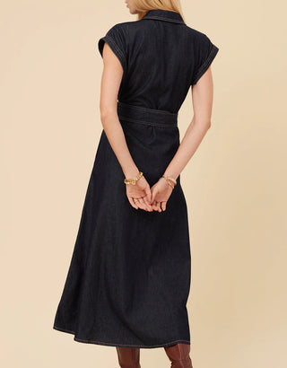 Libbie Denim Midi Dress Dark Bayou Rinse Wash