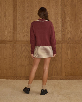 Collared Cardigan Burgundy