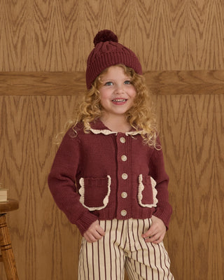Collared Cardigan Burgundy