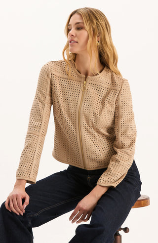 Piper Punched Faux Suede Jacket Golden Wheat