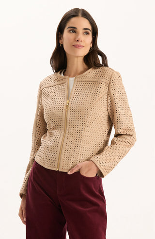 Piper Punched Faux Suede Jacket Golden Wheat
