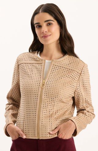 Piper Punched Faux Suede Jacket Golden Wheat