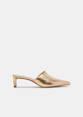 Lexy Heels Gold Distressed Leather