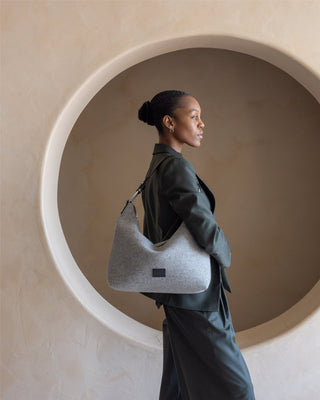 Hana Merino Wool Hobo Bag Granite Black