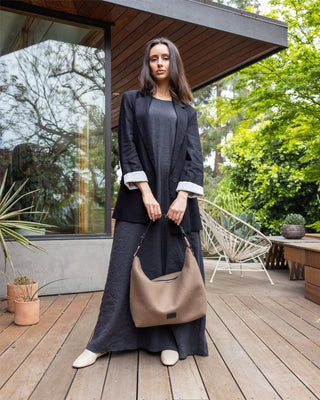 Hana Merino Wool Hobo Bag Cumin Black