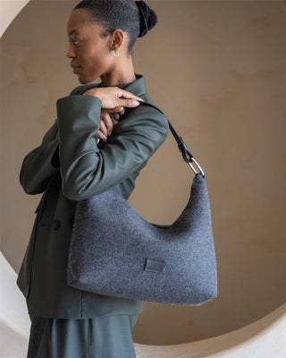 Hana Merino Wool Hobo Bag Charcoal Black