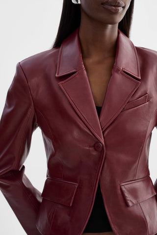 Valentina Micro Leather Blazer Burgundy